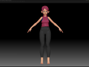 zbrush stylized character girl base mesh - amy girl style 17 Modelo 3D