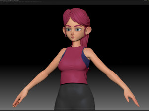 zbrush stylized character girl base mesh - amy girl style 17 3D मॉडल