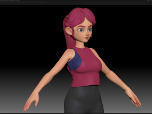 zbrush stylized character girl base mesh - amy girl style 17 3D मॉडल
