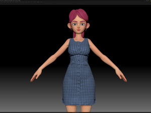 zbrush stylized character girl base mesh - amy girl style 18 Modèle 3D