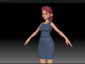 zbrush stylized character girl base mesh - amy girl style 18 3D Model