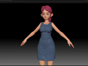 zbrush stylized character girl base mesh - amy girl style 18 3D Model