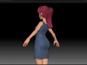 zbrush stylized character girl base mesh - amy girl style 18 3D Model