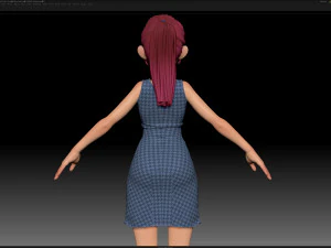 zbrush stylized character girl base mesh - amy girl style 18 3D Model
