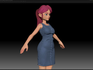 zbrush stylized character girl base mesh - amy girl style 18 Modelo 3D