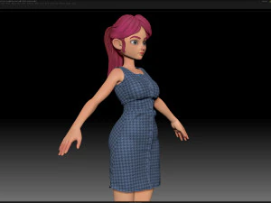 zbrush stylized character girl base mesh - amy girl style 18 3D Model