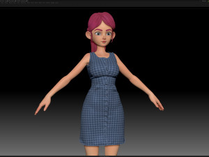 zbrush stylized character girl base mesh - amy girl style 18 Modelo 3D