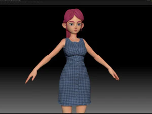 zbrush stylized character girl base mesh - amy girl style 18 3D Model