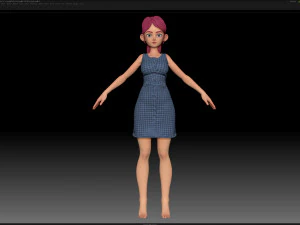 zbrush stylized character girl base mesh - amy girl style 18 3D Model