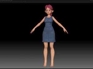 zbrush stylized character girl base mesh - amy girl style 18 3D Model