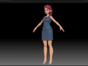 zbrush stylized character girl base mesh - amy girl style 18 3D Model