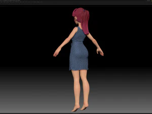 zbrush stylized character girl base mesh - amy girl style 18 3D Model