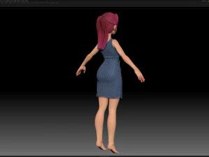 zbrush stylized character girl base mesh - amy girl style 18 3D Model