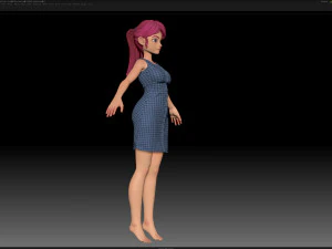 zbrush stylized character girl base mesh - amy girl style 18 3D Model
