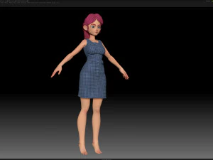 zbrush stylized character girl base mesh - amy girl style 18 3D Model