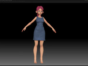 zbrush stylized character girl base mesh - amy girl style 18 3D Model