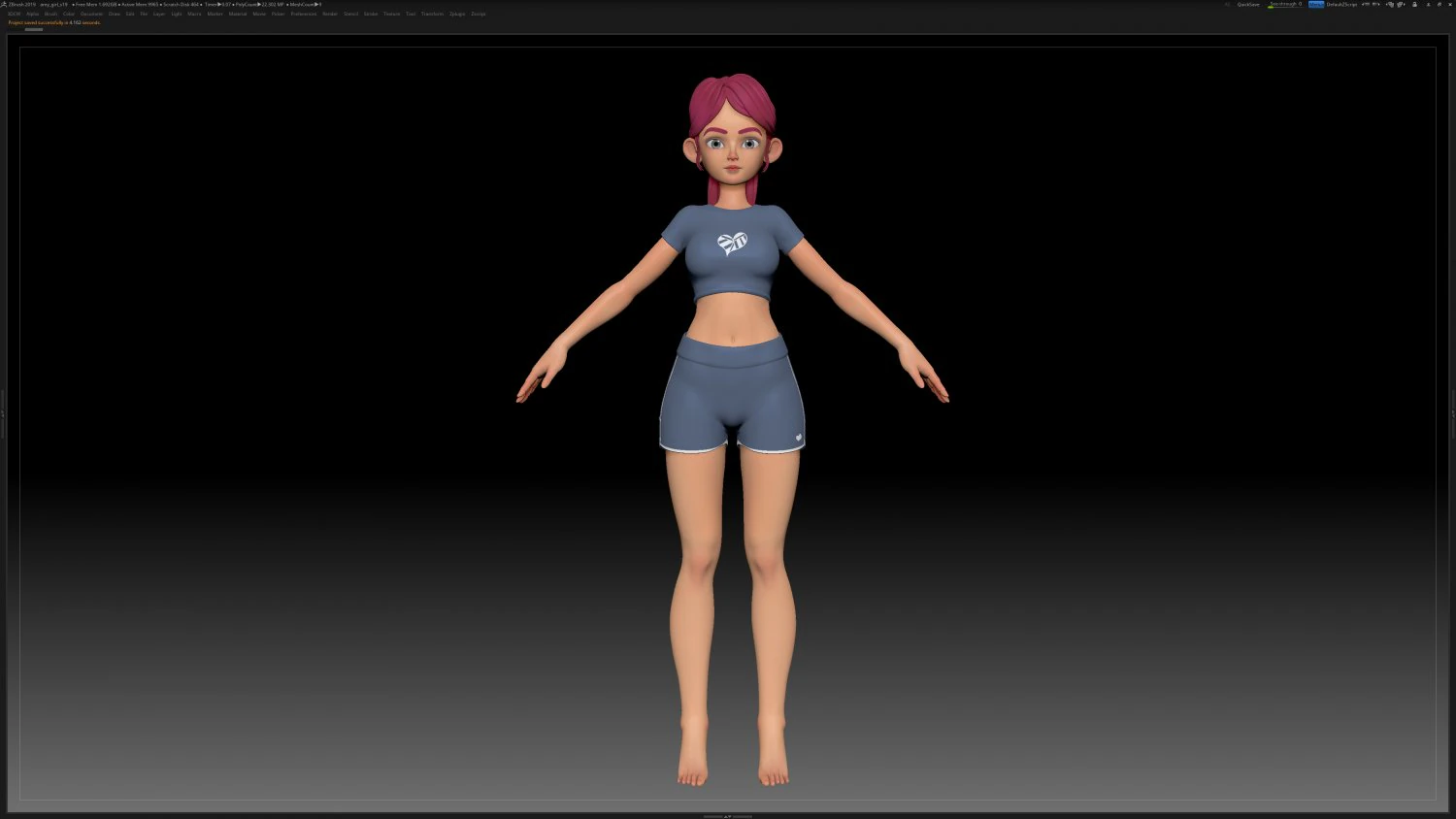 zbrush stylized character girl base mesh - amy girl style 19 3D Model .c4d .max .obj .3ds .fbx .stl .blend 