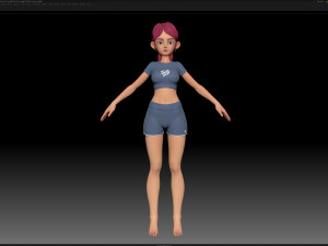 zbrush stylized character girl base mesh - amy girl style 19 Modèle 3D
