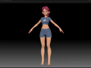 zbrush stylized character girl base mesh - amy girl style 19 3D Model