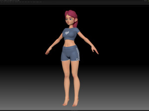 zbrush stylized character girl base mesh - amy girl style 19 3D Модель