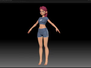zbrush stylized character girl base mesh - amy girl style 19 3D Model