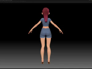 zbrush stylized character girl base mesh - amy girl style 19 3D Model