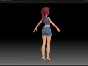 zbrush stylized character girl base mesh - amy girl style 19 3D Model
