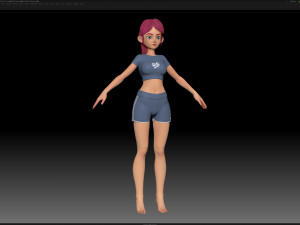 zbrush stylized character girl base mesh - amy girl style 19 3D Модель