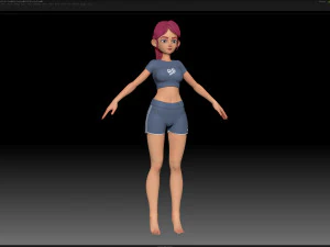 zbrush stylized character girl base mesh - amy girl style 19 3D Model