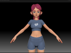 zbrush stylized character girl base mesh - amy girl style 19 3D Модель