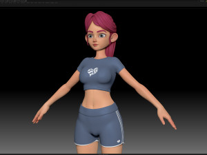 zbrush stylized character girl base mesh - amy girl style 19 3D Модель