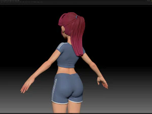 zbrush stylized character girl base mesh - amy girl style 19 3D Model