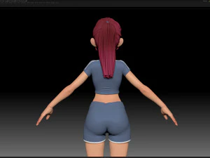 zbrush stylized character girl base mesh - amy girl style 19 3D Model