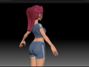 zbrush stylized character girl base mesh - amy girl style 19 3D Model
