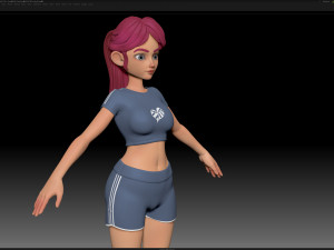 zbrush stylized character girl base mesh - amy girl style 19 3D Модель