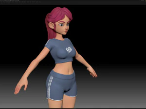 zbrush stylized character girl base mesh - amy girl style 19 3D Model