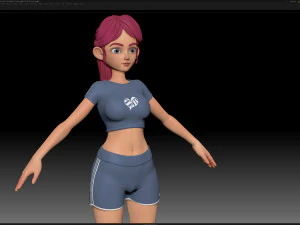zbrush stylized character girl base mesh - amy girl style 19 3D Model