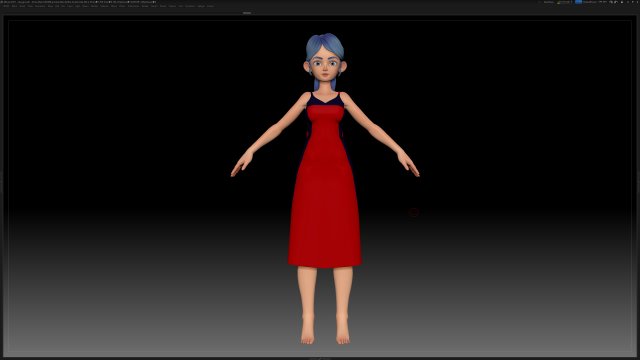 zbrush stylized character girl base mesh - amy girl style 20 Modèle 3D .c4d .max .obj .3ds .fbx .stl .blend 