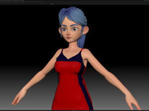 zbrush stylized character girl base mesh - amy girl style 20 Modèle 3D