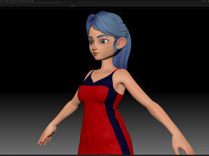 zbrush stylized character girl base mesh - amy girl style 20 Modèle 3D