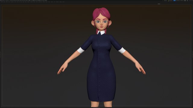 zbrush stylized character girl base mesh - amy girl style 21 3D मॉडल .c4d .max .obj .3ds .fbx .stl .blend 