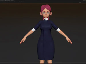 zbrush 様式化されたキャラクターの女の子のベース メッシュ - エイミー ガール スタイル 21 3Dモデル
