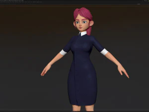 zbrush 风格化角色女孩基础网格 - 艾米女孩风格 21 3D 模型