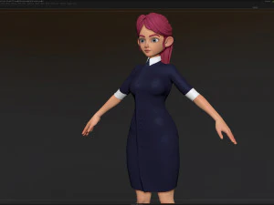 zbrush 风格化角色女孩基础网格 - 艾米女孩风格 21 3D 模型