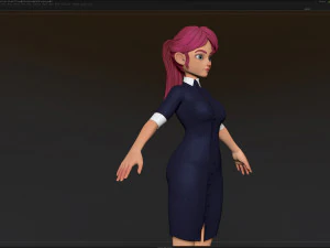 zbrush 风格化角色女孩基础网格 - 艾米女孩风格 21 3D 模型