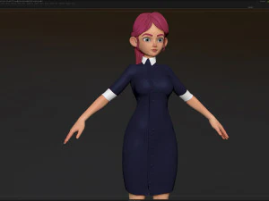 zbrush 风格化角色女孩基础网格 - 艾米女孩风格 21 3D 模型