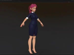 zbrush 风格化角色女孩基础网格 - 艾米女孩风格 21 3D 模型