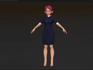 zbrush 风格化角色女孩基础网格 - 艾米女孩风格 21 3D 模型