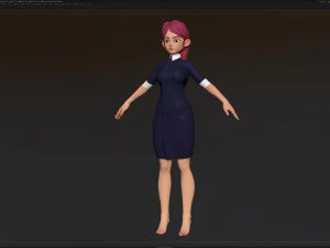 zbrush 风格化角色女孩基础网格 - 艾米女孩风格 21 3D 模型
