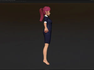 zbrush 风格化角色女孩基础网格 - 艾米女孩风格 21 3D 模型